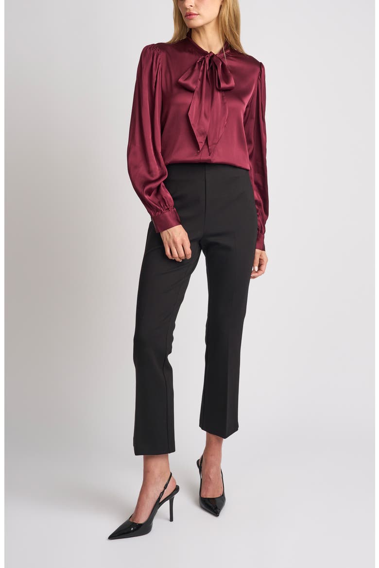 Denise Tie Neck Satin Top, Alternate, color, TAWNY PORT