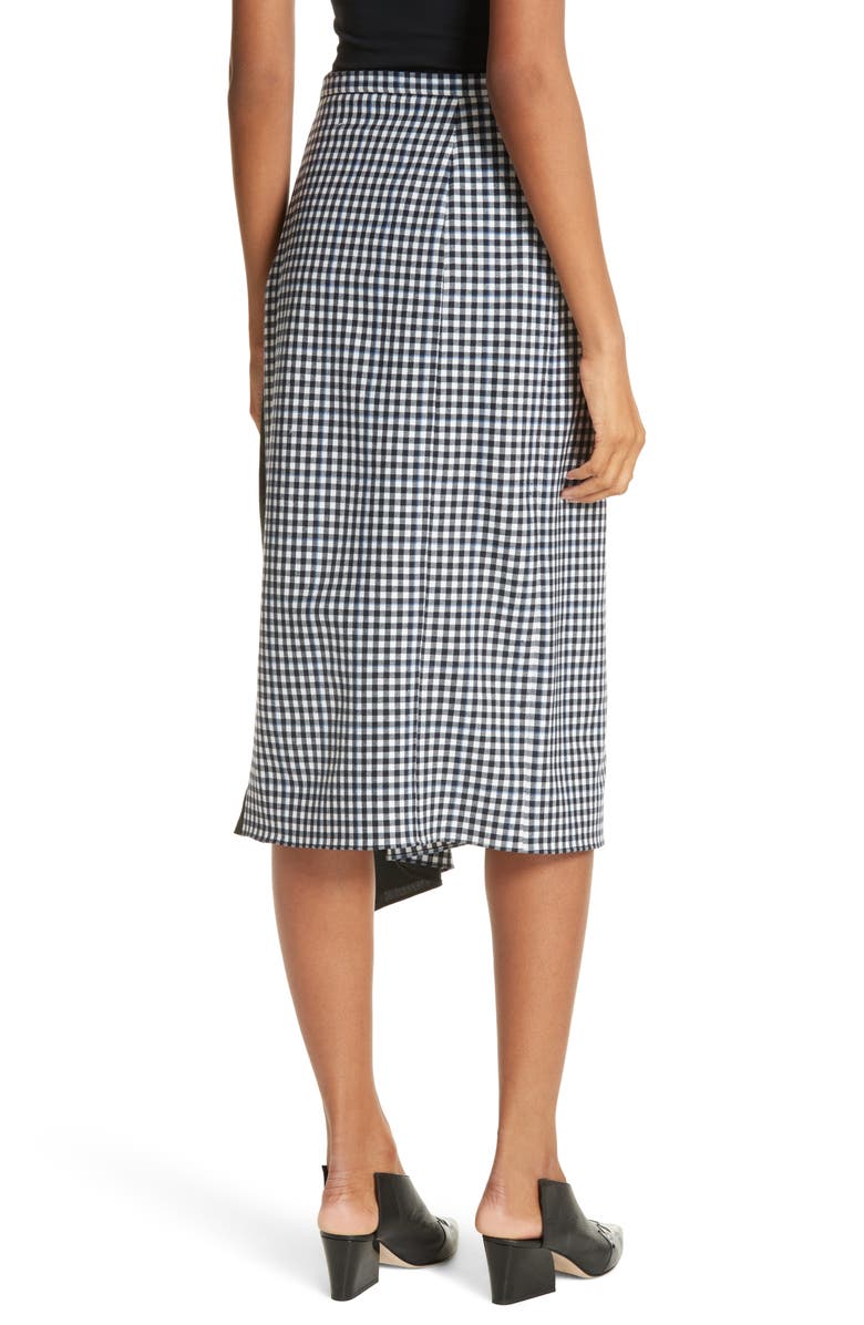 Tibi Gingham Ruffle Skirt, Alternate, color,