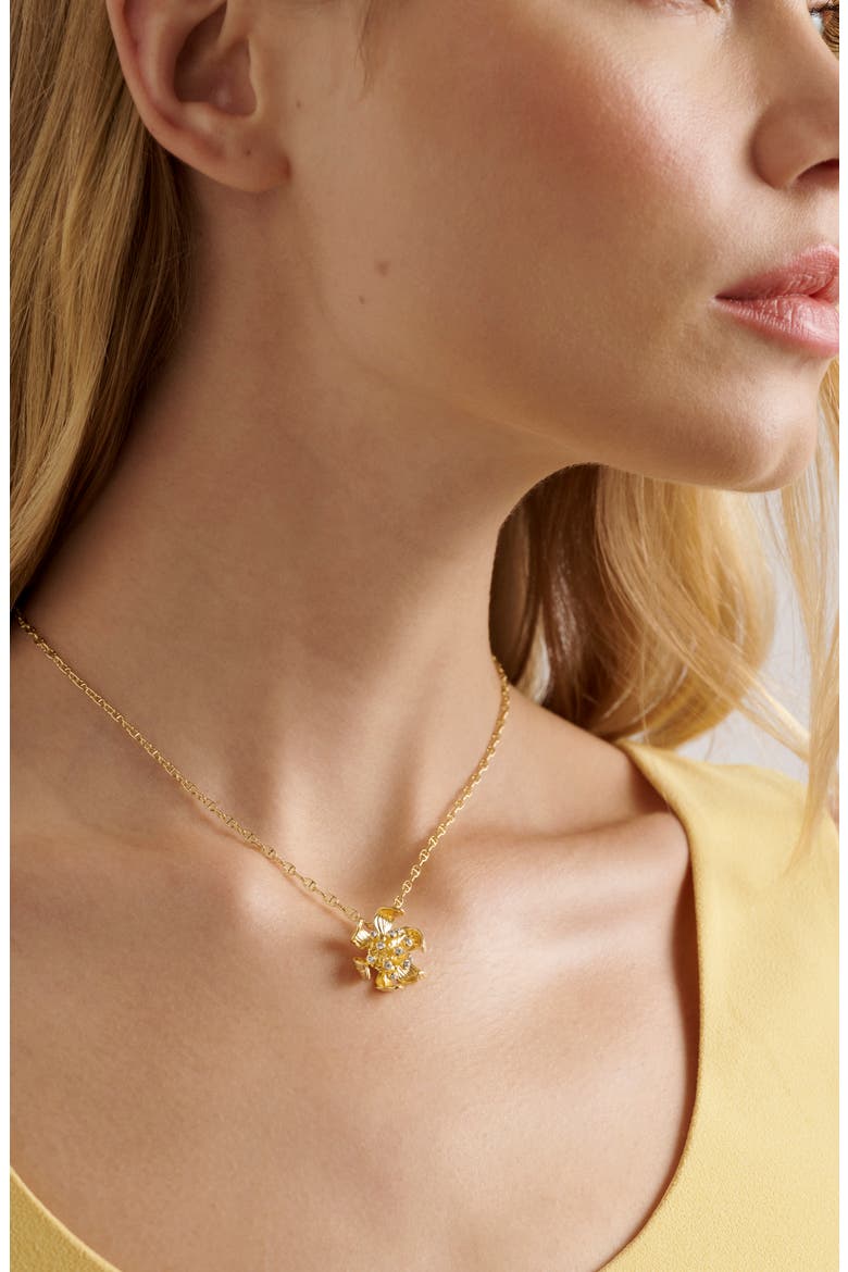 Furina Furled Flower Pendant Necklace, Alternate, color, METALLIC GOLD