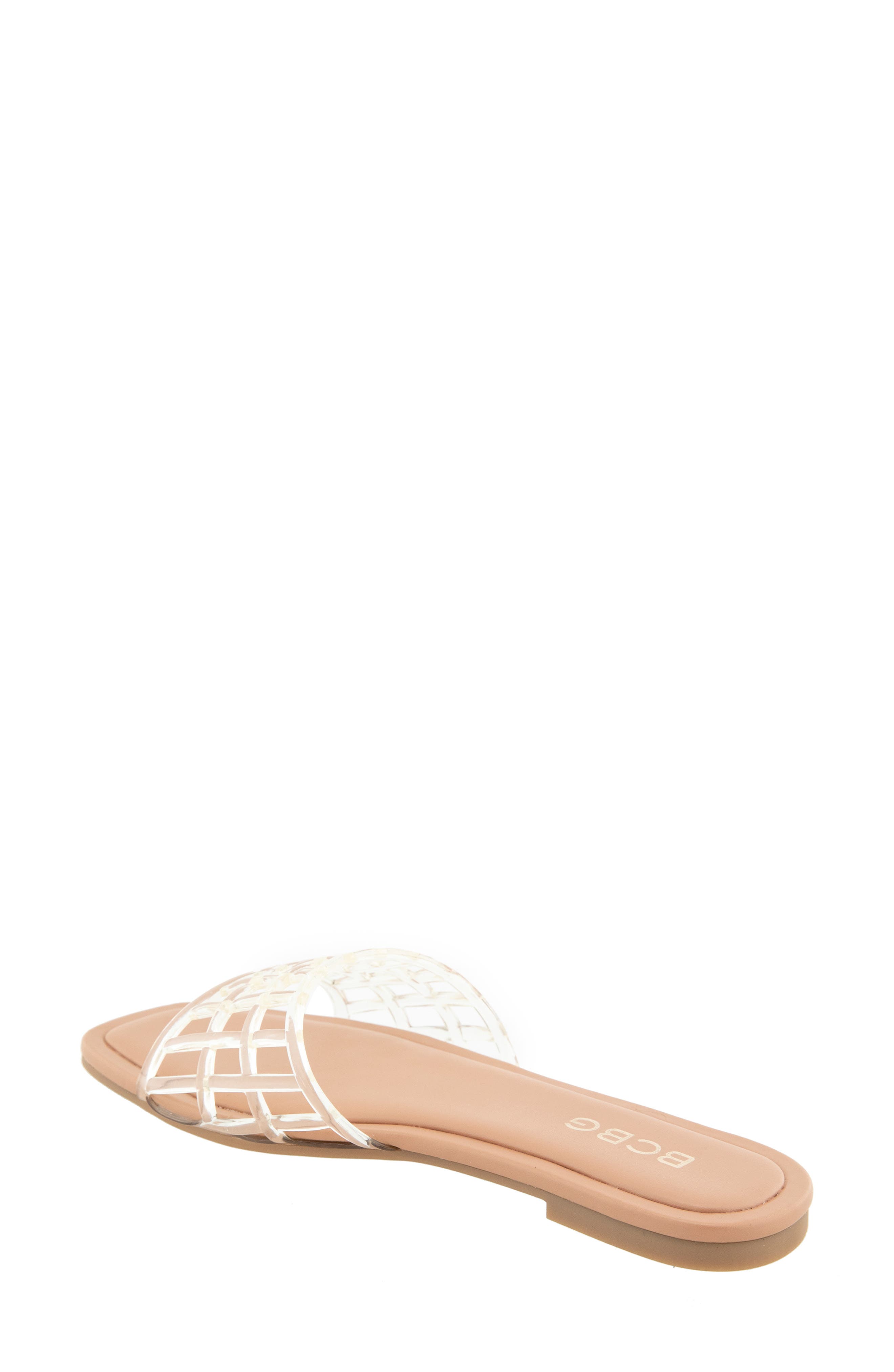 BCBG Maria Clear Slide Sandal, Alternate, color, Clear/ Tan