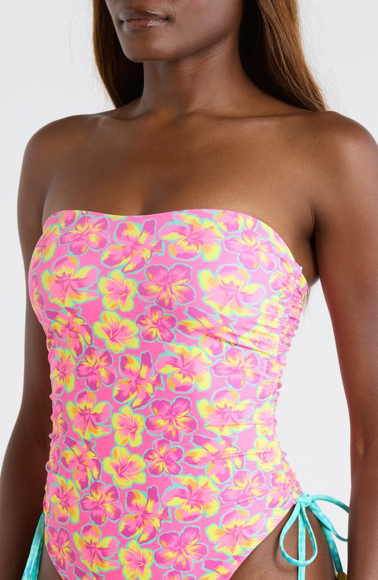 Kulani Kinis Strapless Cinched Tie One-Piece Swimsuit, Alternate, color, Sun Pop