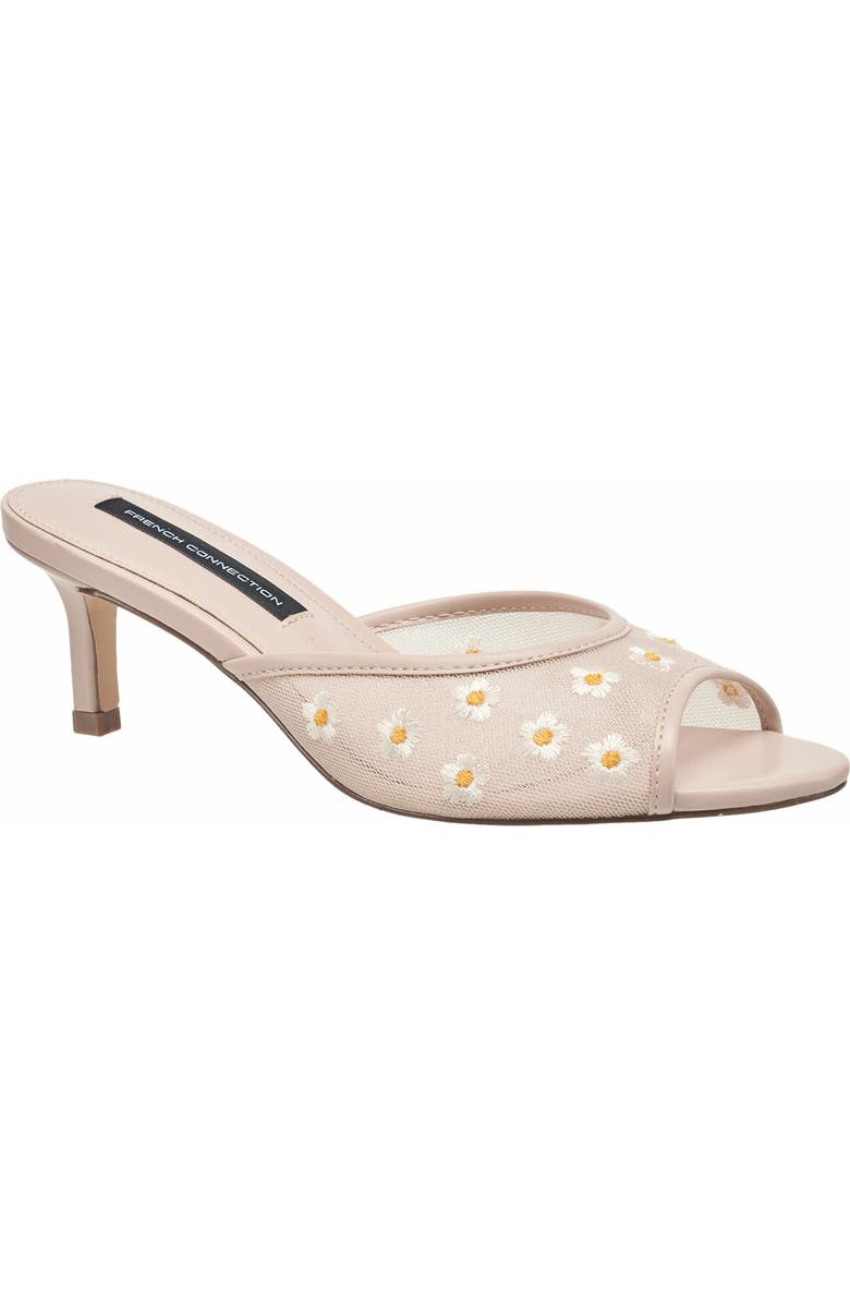French Connection Nancy Mesh Embroidered Kitten Heel, Main, color, Nude