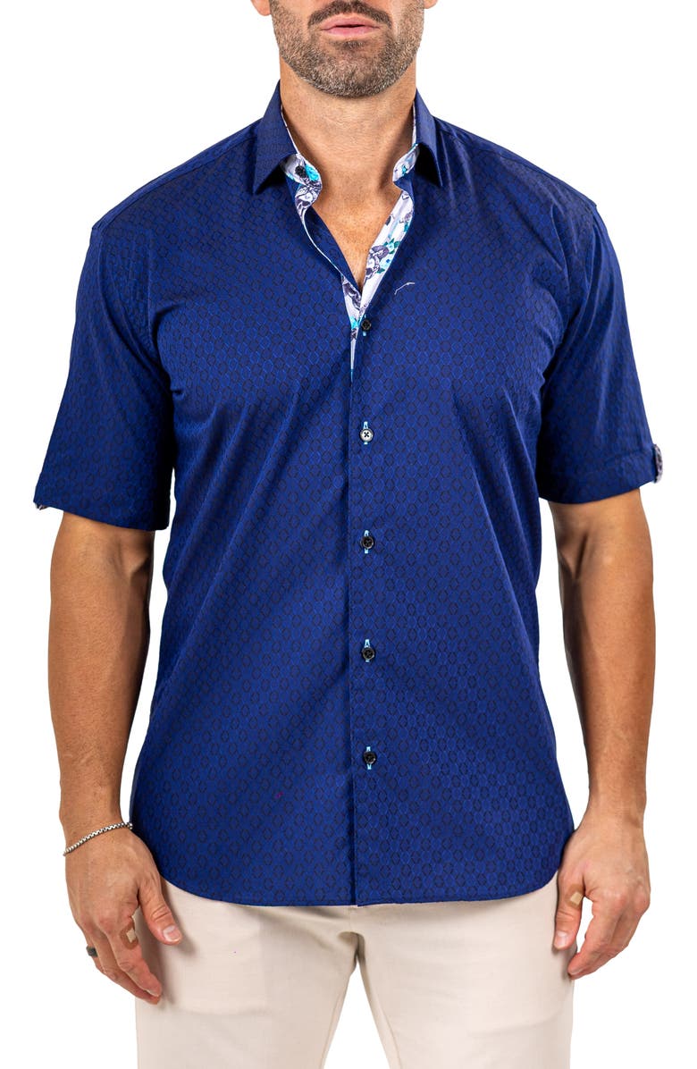 Maceoo Galileo Marthy Short Sleeve Cotton Button-Up Shirt, Main, color, 
