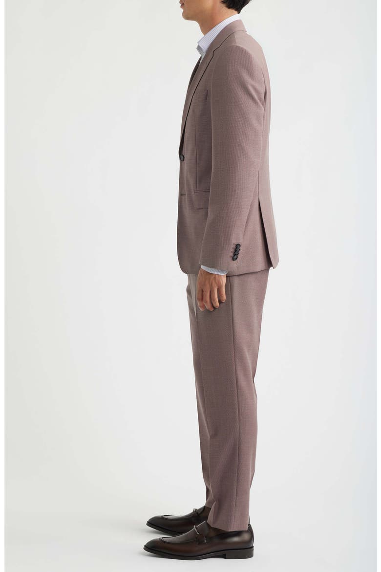 Huge Slim Fit Textured Virgin Wool Suit, Alternate, color, PINK/ BROWN