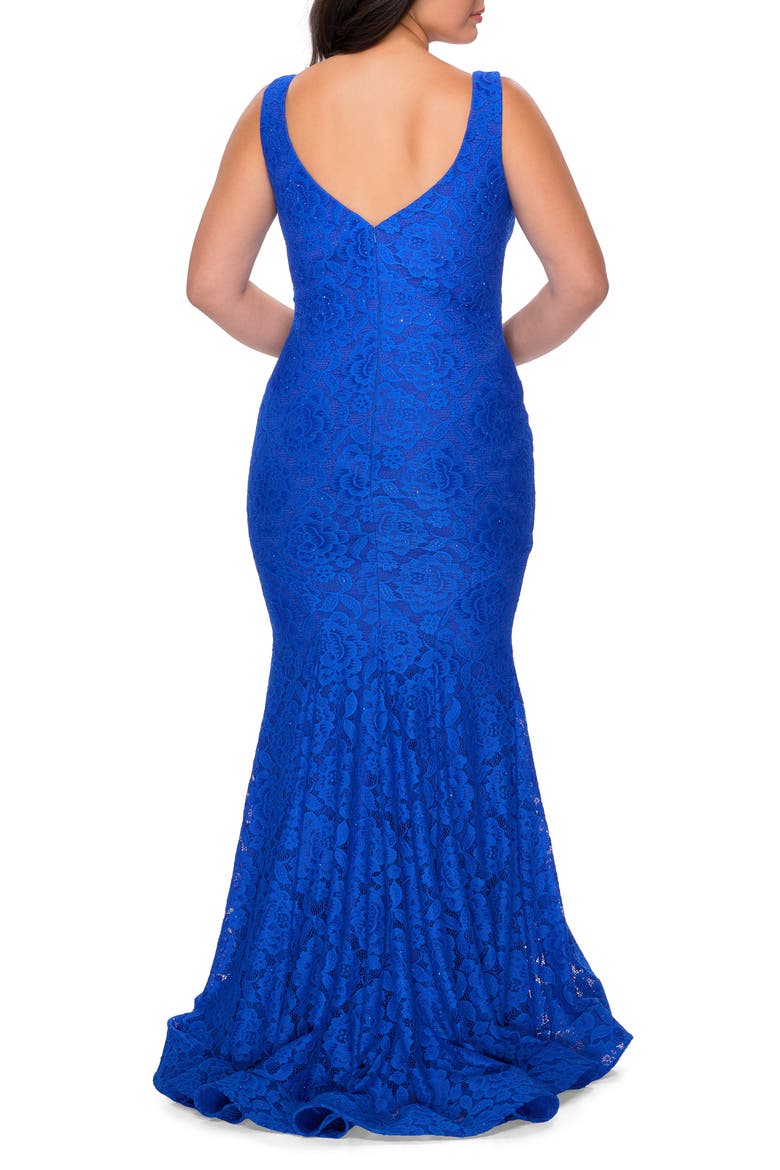 Stretch Lace Plus Size Gown with Beading, Alternate, color, ROYAL BLUE