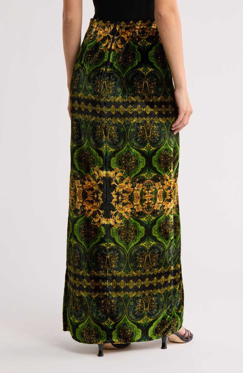 Alice + Olivia Stephine Velvet Maxi Skirt, Alternate, color, Rendezvous/ Multi