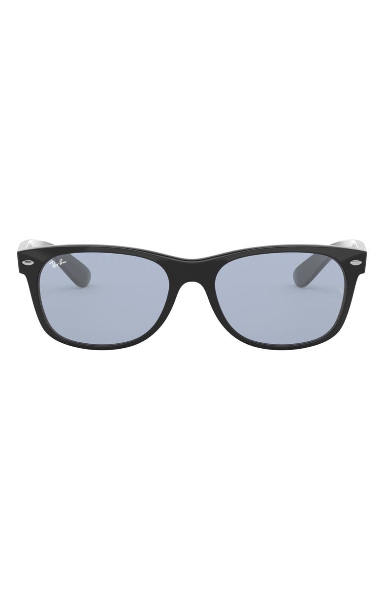 Ray-Ban New Wayfarer 55mm Rectangular Sunglasses, Main, color, Black / Blue Grey
