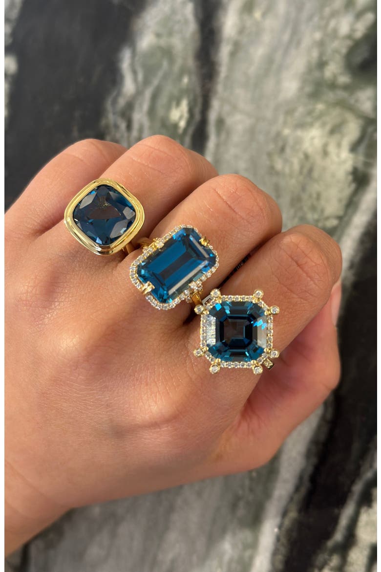 Manhattan Cushion Cut Blue Topaz Cocktail Ring, Alternate, color, DEEP BLUE