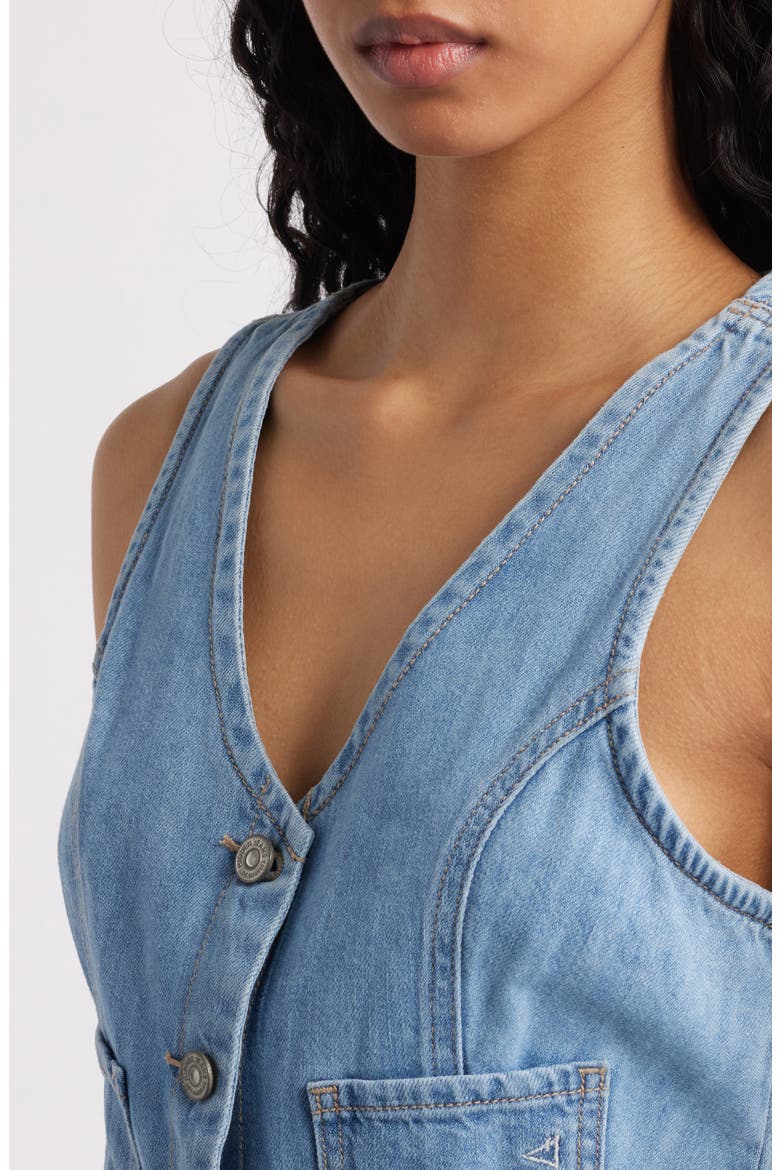 Supersoft Crop Denim Vest, Alternate, color, LIGHT WASH