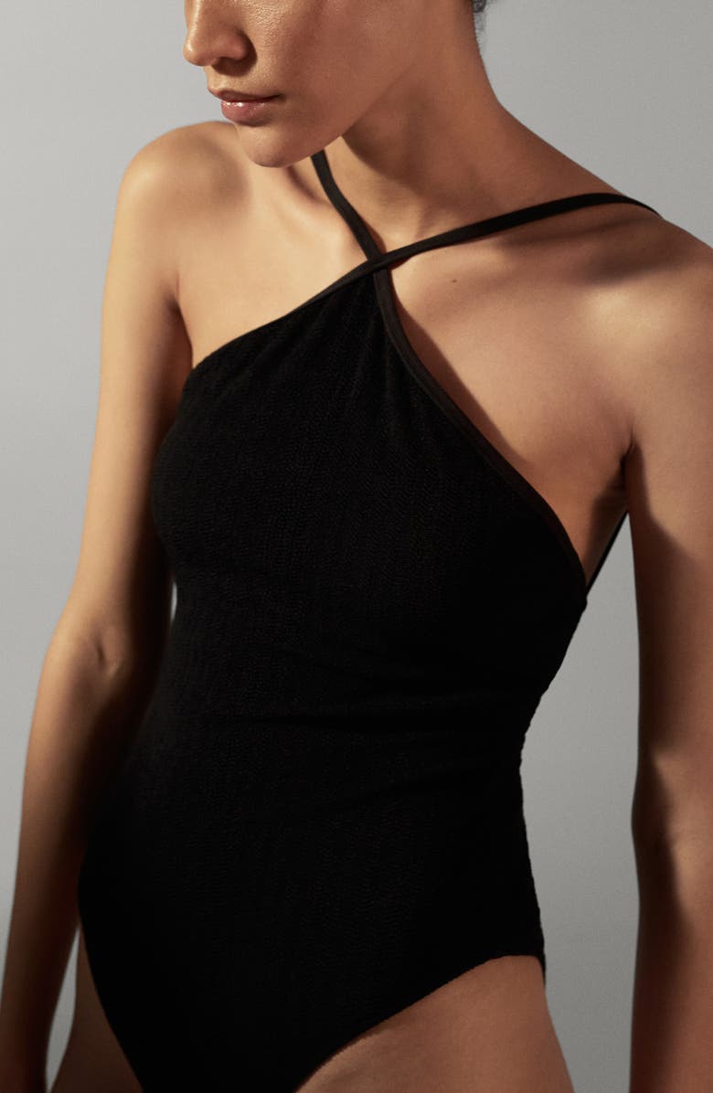 MANGO Textured One-Piece Swimsuit, Alternate, color, 