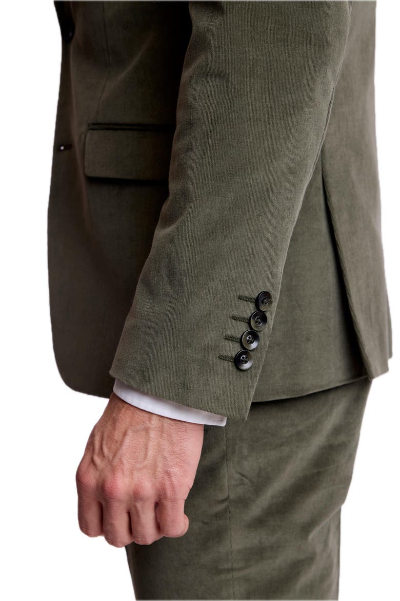 Ashton Slim Fit Stretch Corduroy Peak Lapel Suit Jacket, Alternate, color, DARK SAGE