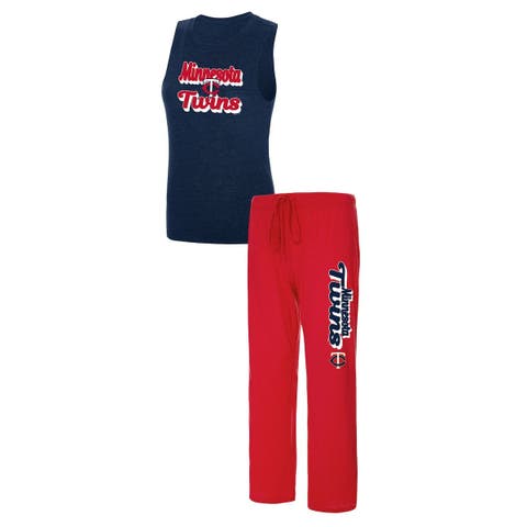 Women's Concepts Sport Heather Red/Heather Navy Minnesota Twins Wordmark Meter Muscle Tank Top & Pants Sleep Set
