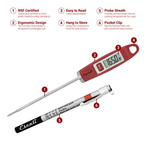 Escali Gourmet Digital Thermometer In Red