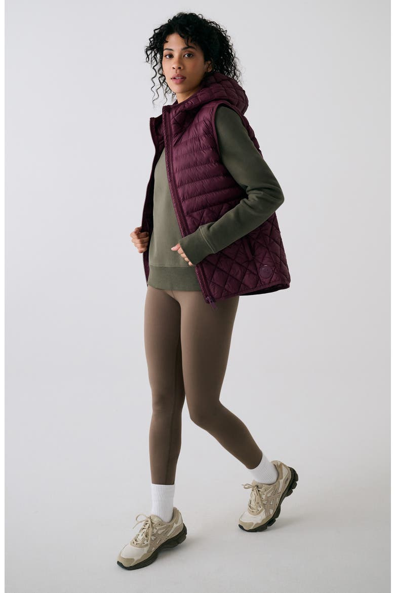 The Base Water Repellent Insulated Hooded Vest, Alternate, color, DARK CHERRY