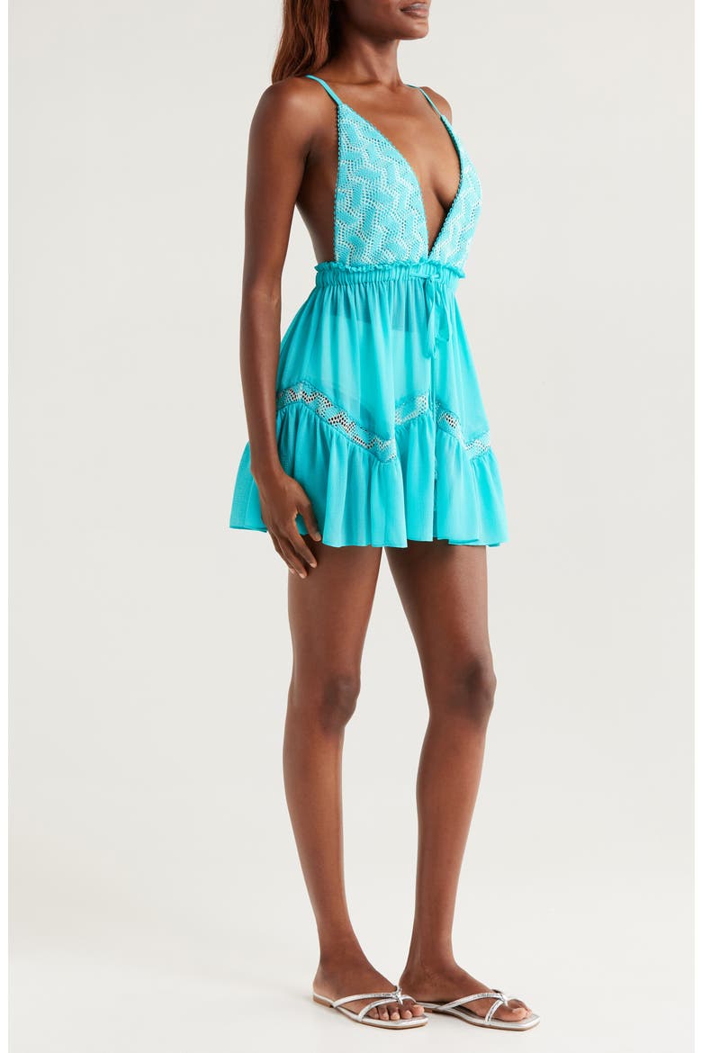 Kerry Cover-Up Minidress, Alternate, color, BEACH BLUE W/ WHITE