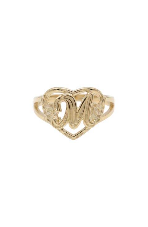 The Cutout Flower Heart Letter Ring