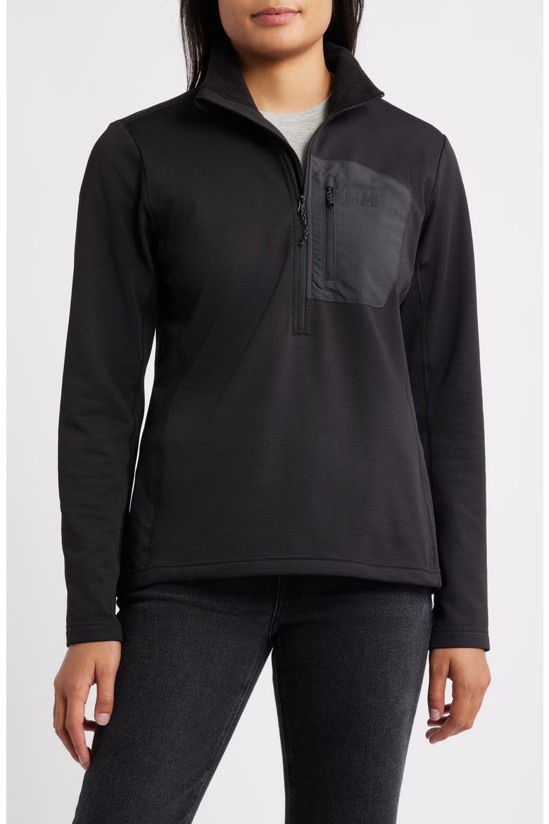 Versalite Grid Fleece Half Zip Pullover, Main, color, BLACK