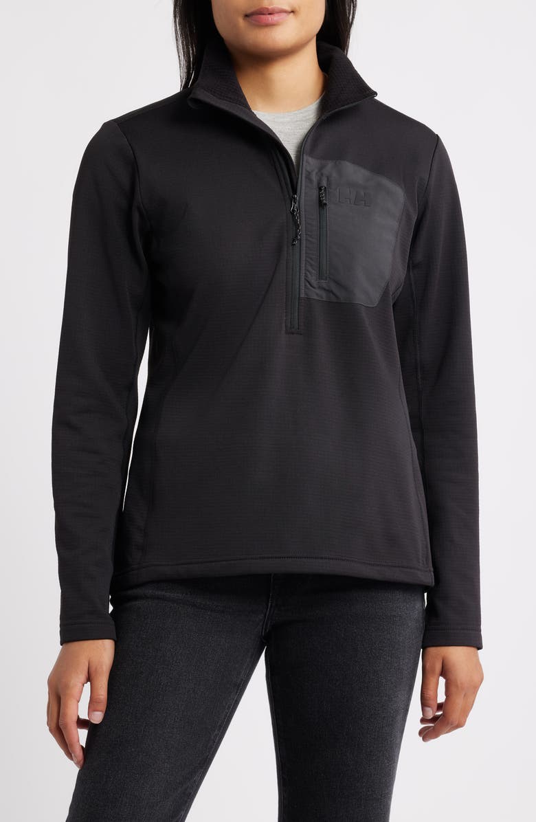 Helly Hansen Versalite Grid Fleece Half Zip Pullover, Main, color, Black