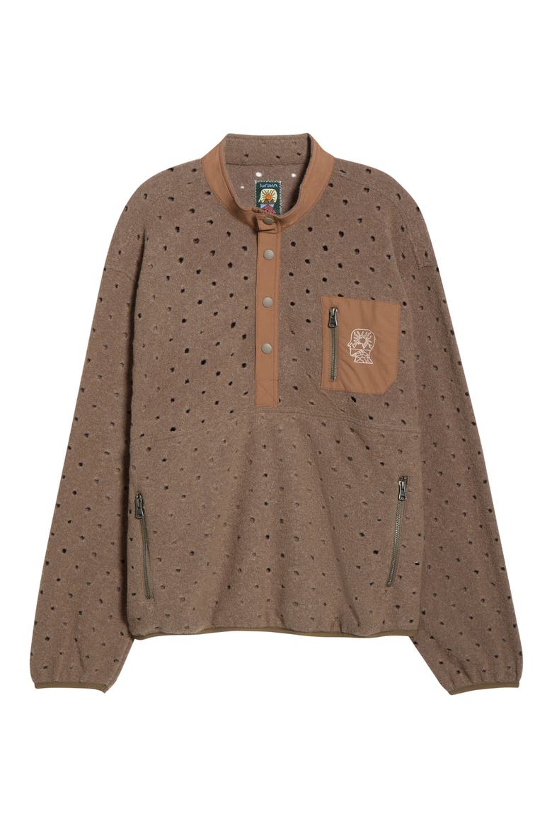 Hole Mock Neck Sweatshirt, Alternate, color, BROWN
