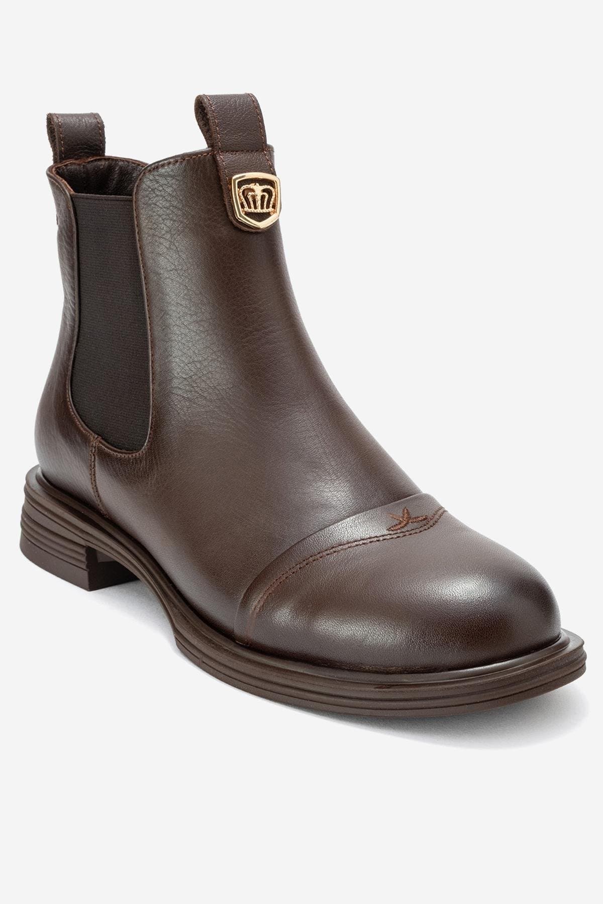 Sidney Leather Buckled Chelsea Boot, Main, color, Brown Leather
