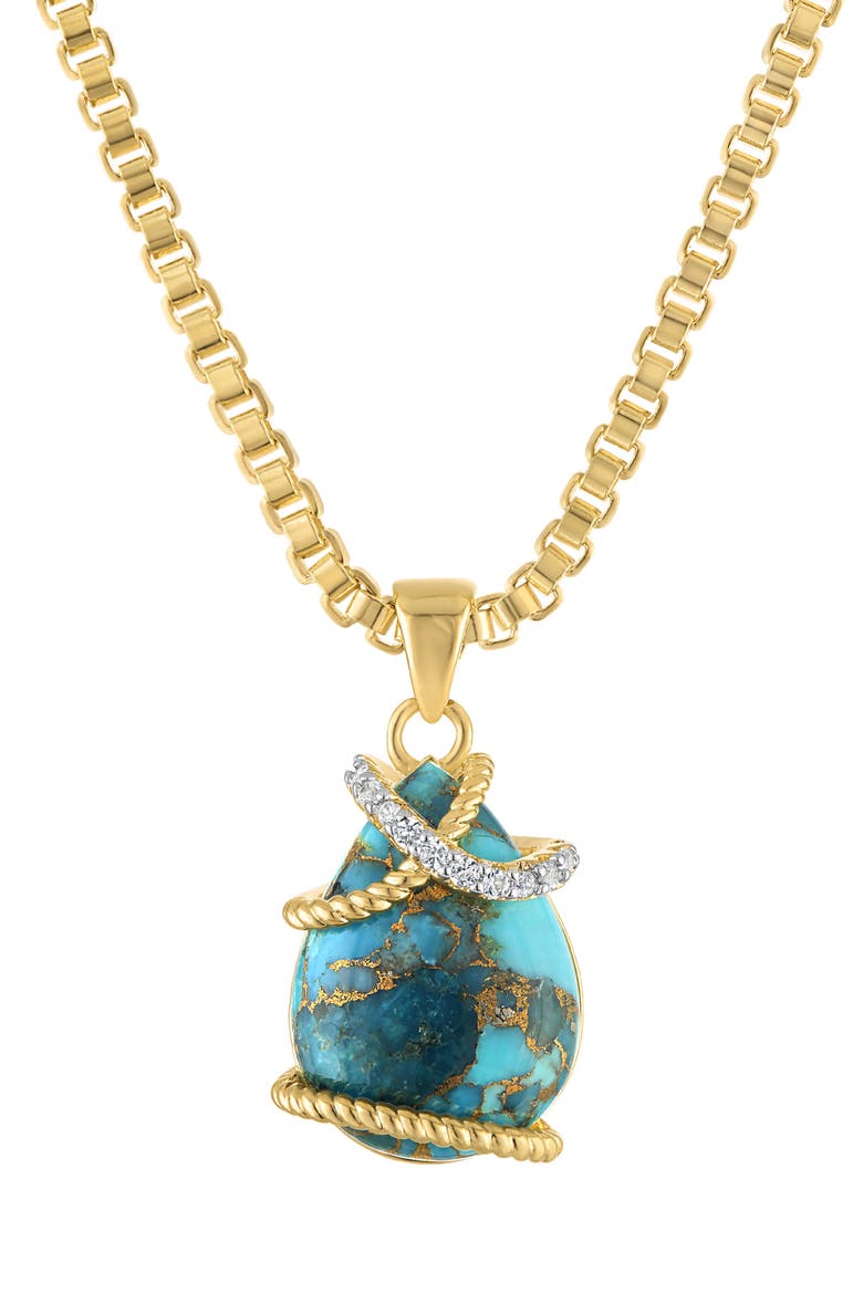 Turquoise Teardrop Pendant Necklace, Main, color, YELLOW