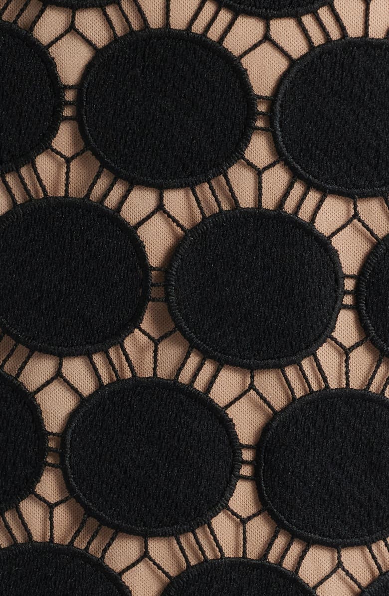 Sam Edelman Polka Dot Lace Midi Dress, Alternate, color, Black