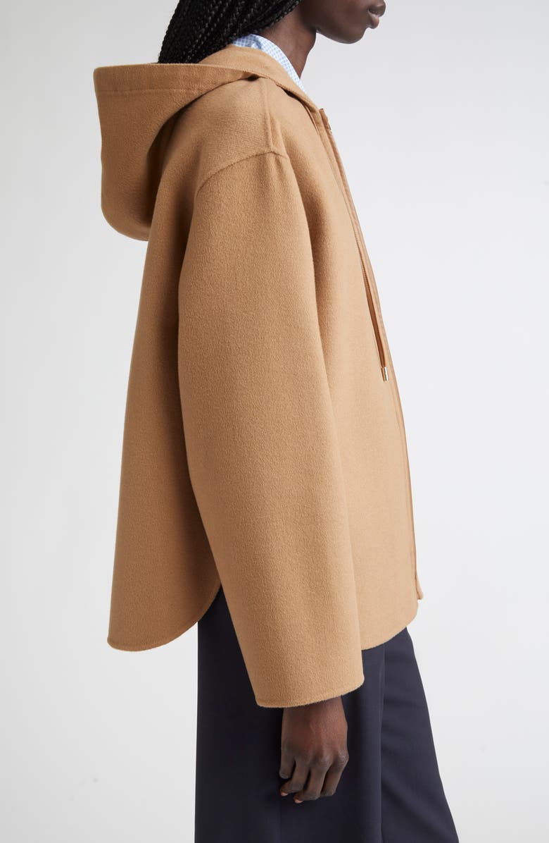 Max Mara Studio Mini Virgin Wool Blend Hooded Jacket, Alternate, color, Camel