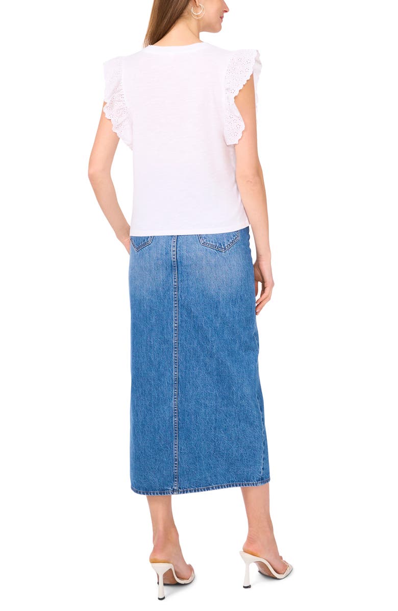 Two by Vince Camuto Ruffle Eyelet Tank Top, Alternate, color, Ultra White