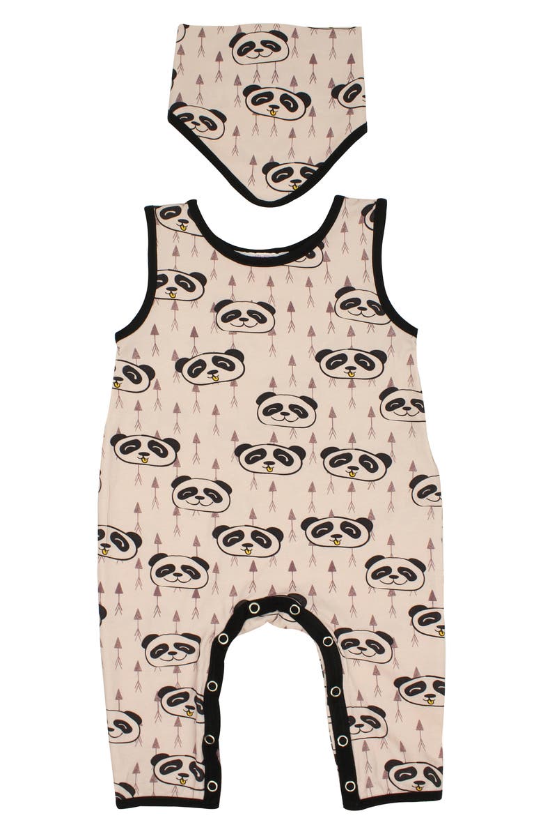 Popatu Panda Long Romper with Bib, Main, color,
