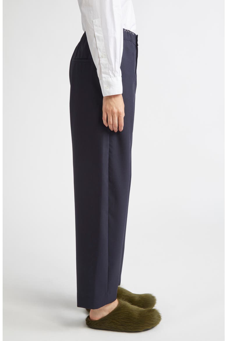 Elastic Waist Wool Straight Leg Trousers, Alternate, color, 00B99 BLUE BLACK