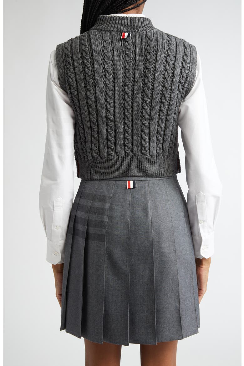 Cable Knit Virgin Wool Sweater Vest, Alternate, color, MEDIUM GREY