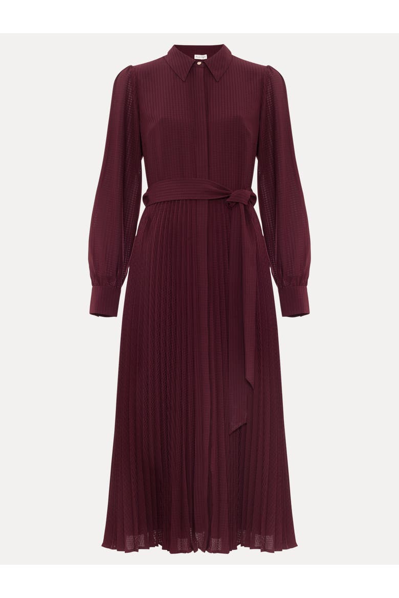 Ren Pleated Midi Shirt Dress, Alternate, color, Burgundy