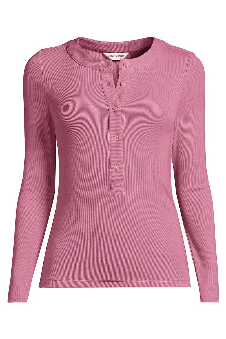 Drapey Rib Skimming Long Sleeve Henley, Alternate, color, Soft English Rose