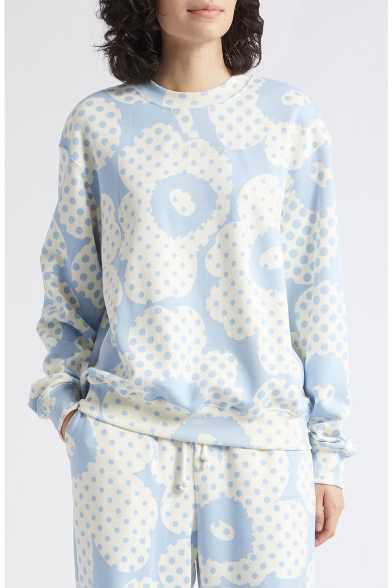 Leiot Unikko Kioski Polka Dot Flower Sweater, Main, color, LIGHT BLUE OFF WHITE