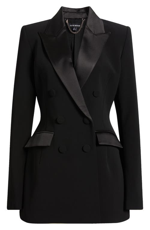 Nadine Merabi Womens Black Monica Satin-trim Woven Blazer In Black