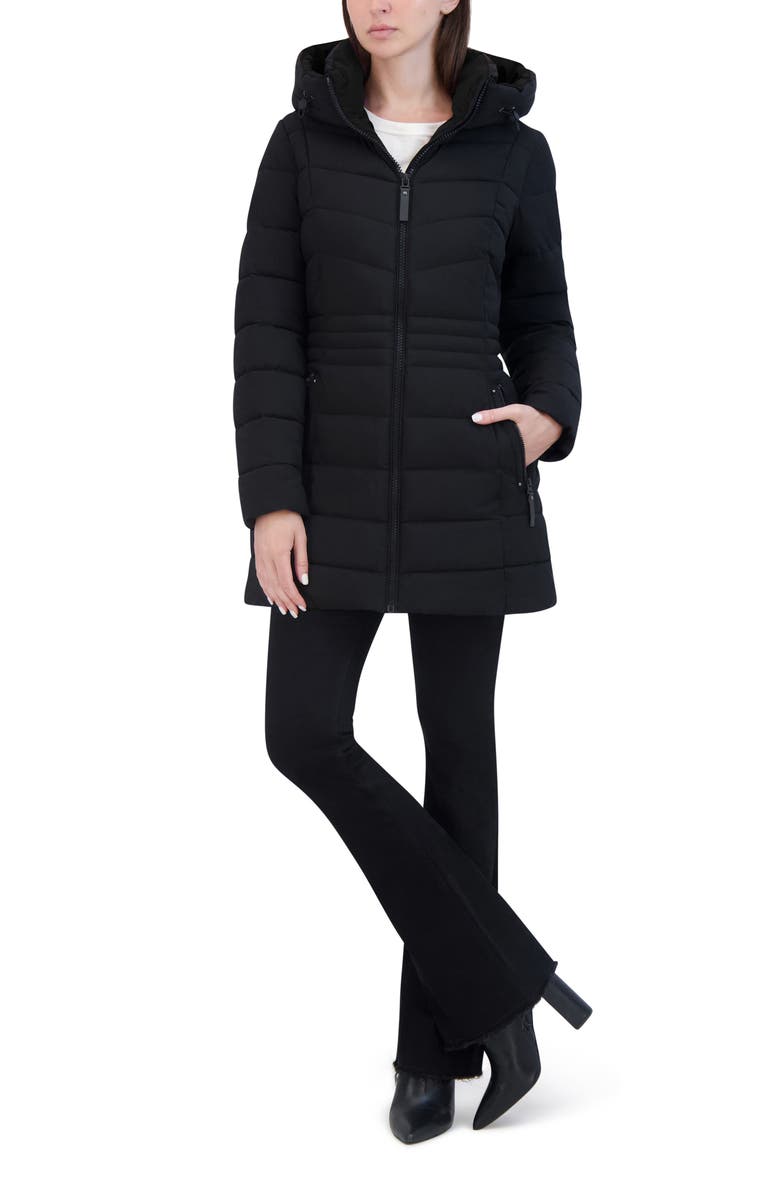Laundry by Shelli Segal Stretch Puffer Jacket, Alternate, color, Black