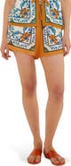 FARM Rio Flora Tile Print Linen Blend Shorts