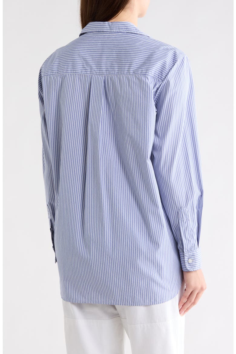Stripe Cotton Button-Up Shirt, Alternate, color, BLUE WHITE STRIPE