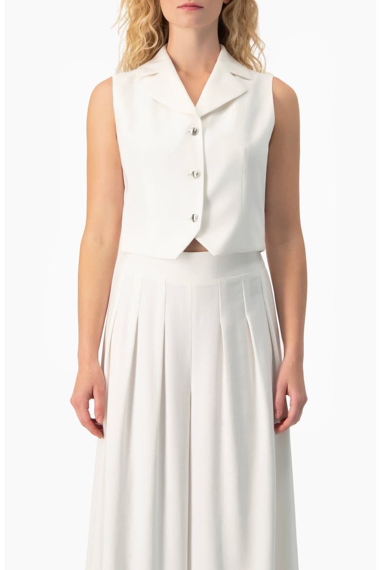 Tailored Sleeveless Crop Blazer Vest, Main, color, White