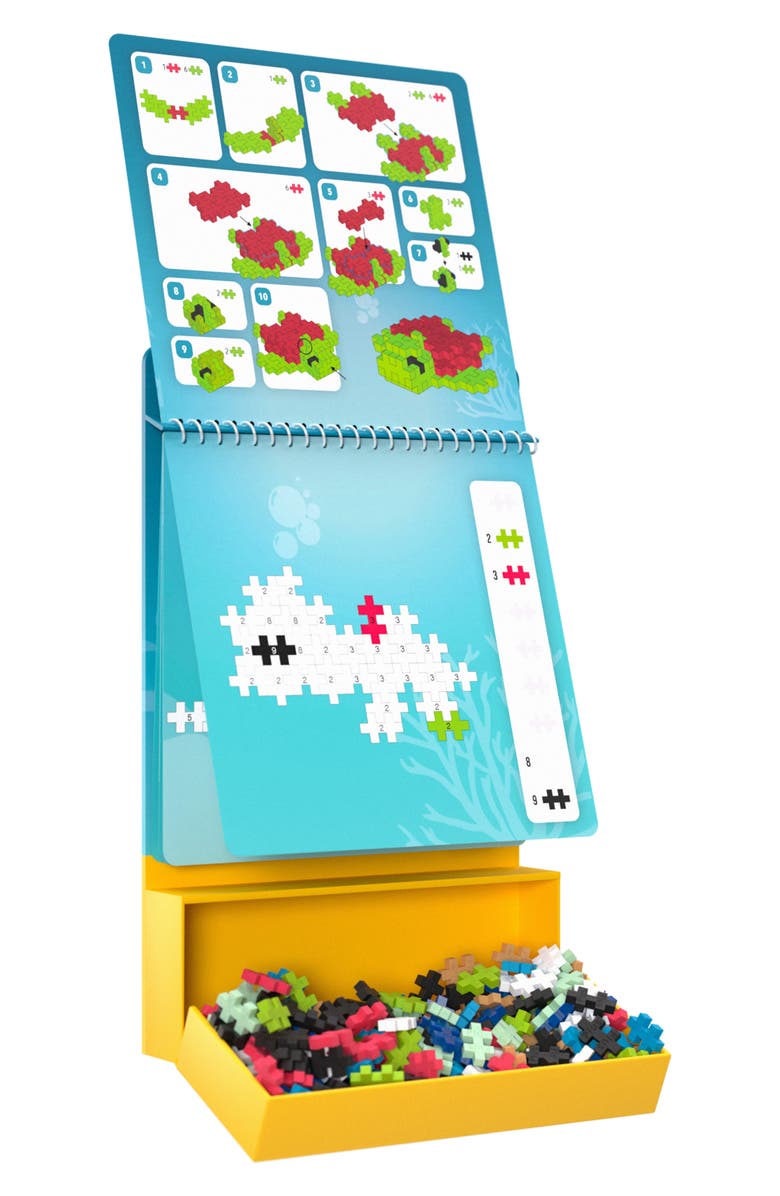 Plus-Plus USA Ocean Puzzle by Number Activity Pad Playset, Alternate, color, Blue Multi