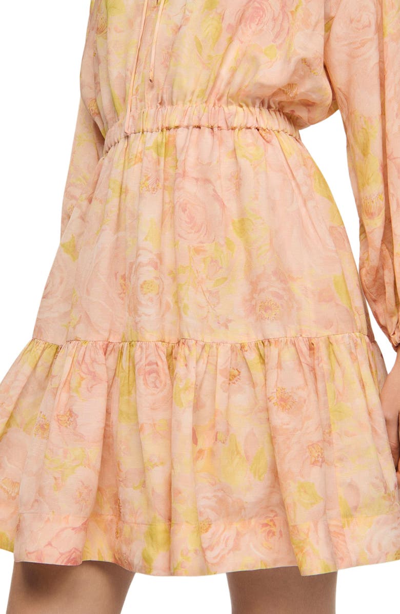 SANDRO Flower print short dress, Alternate, color, Pink / Green
