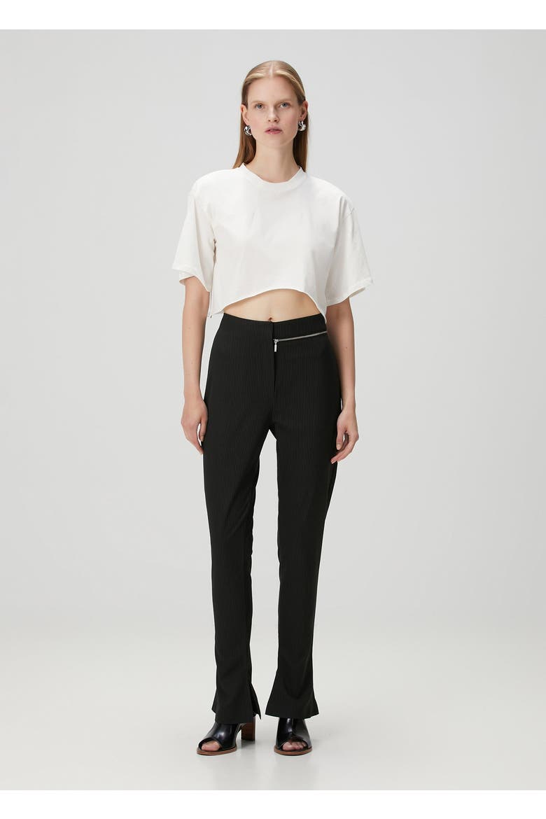 Zip Detail Skinny Women Flare Pant, Alternate, color, BLACK