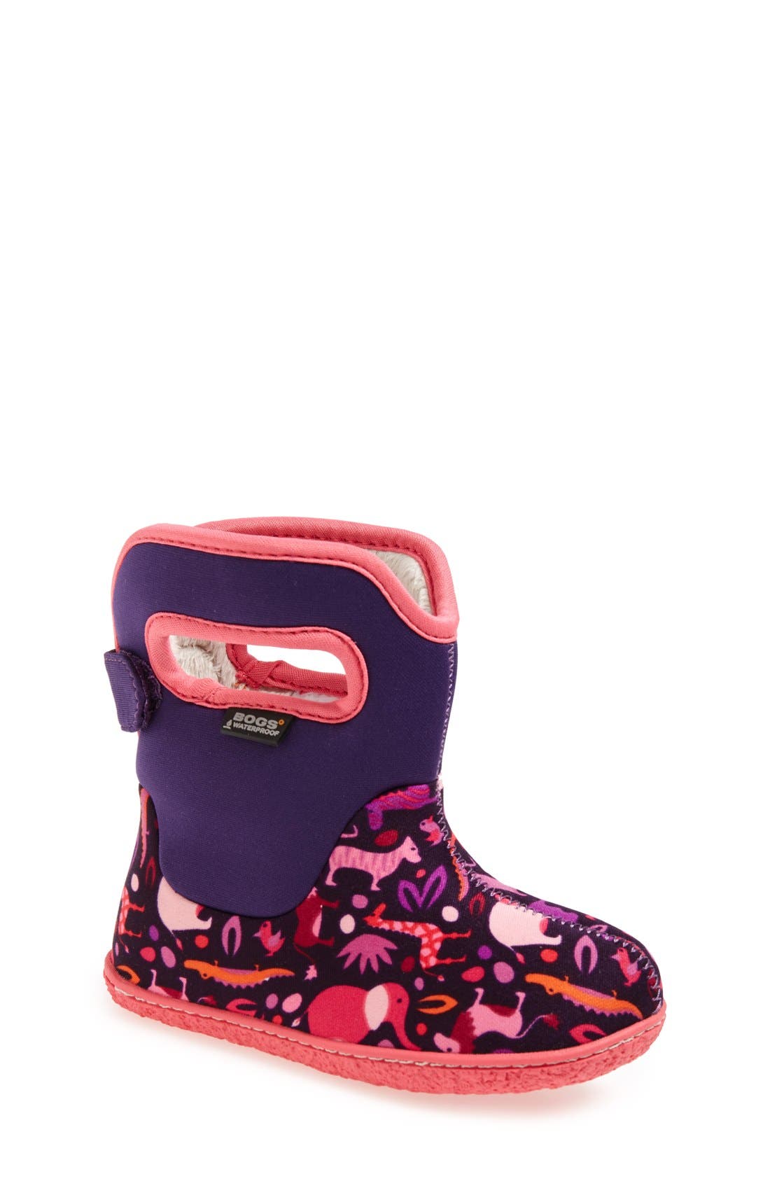 'Zoo' Waterproof Boot, Main, color, PINK MULTI