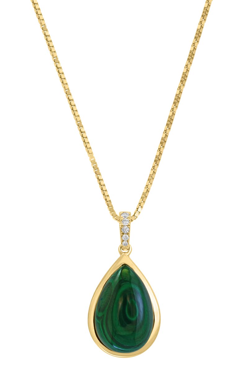EFFY Malachite & Diamond Pendant Necklace - 0.04ct., Main, color, 