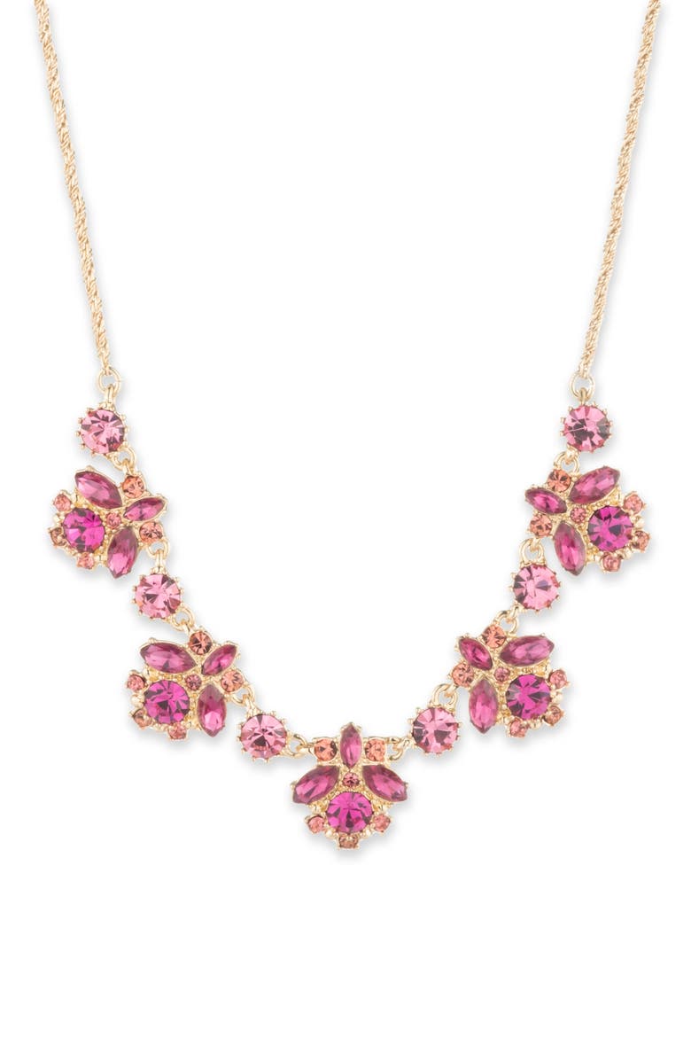 Replenishment Mixed Cut Crystal Frontal Necklace, Main, color, PINK