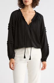 DR2 by Daniel Rainn Long Sleeve Tie Front Satin Top