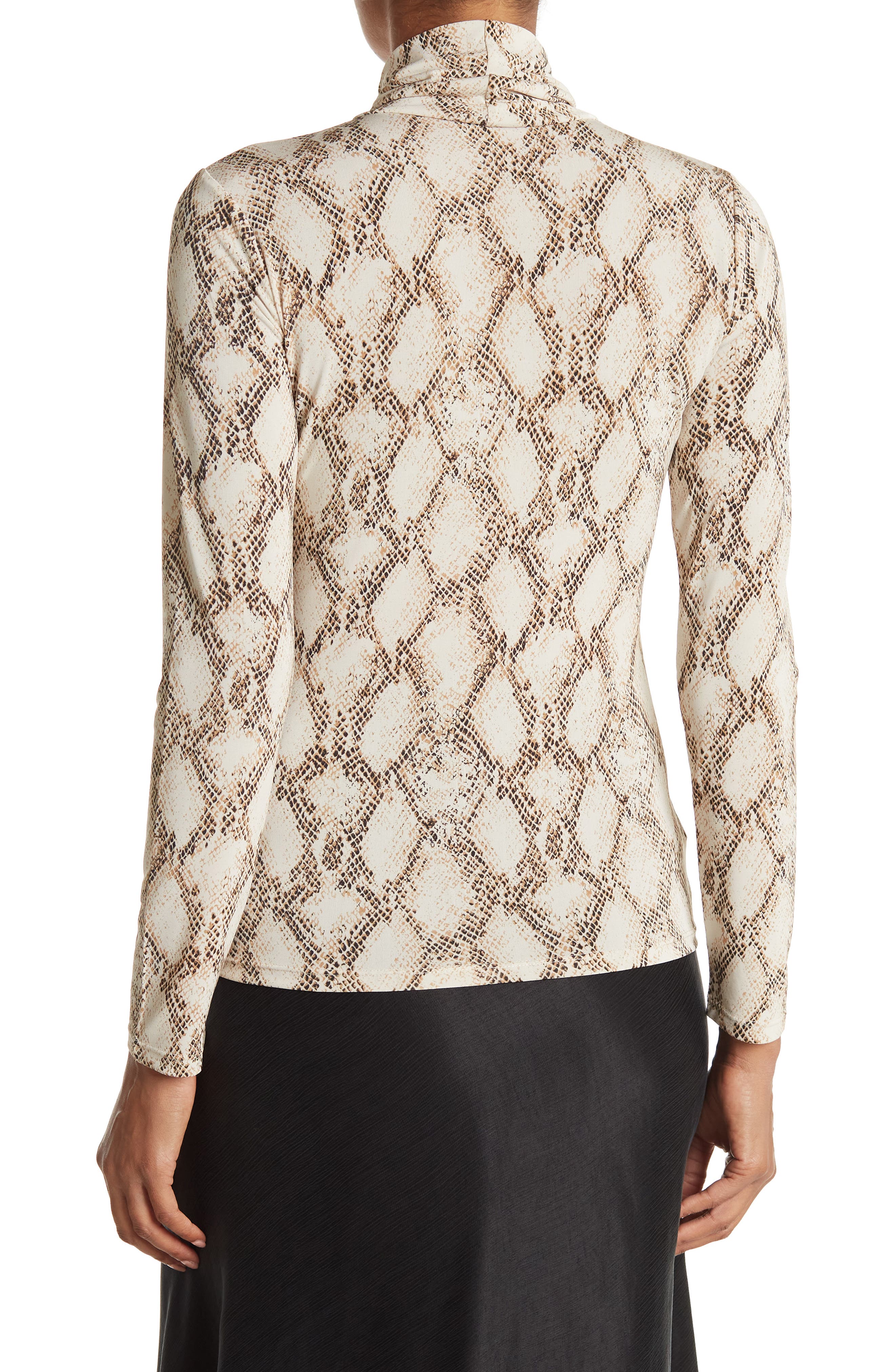 BCBGeneration Snake Print Turtleneck Long Sleeve Top (Women ...