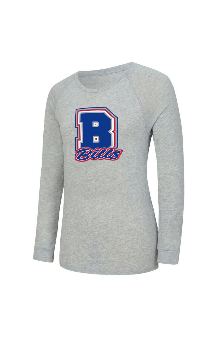 Women's Concepts Sport  Heather Gray/Royal Buffalo Bills Regulate Plaid Long-Sleeve T-Shirt & Shorts Sleep Set, Alternate, color, Heather Gray