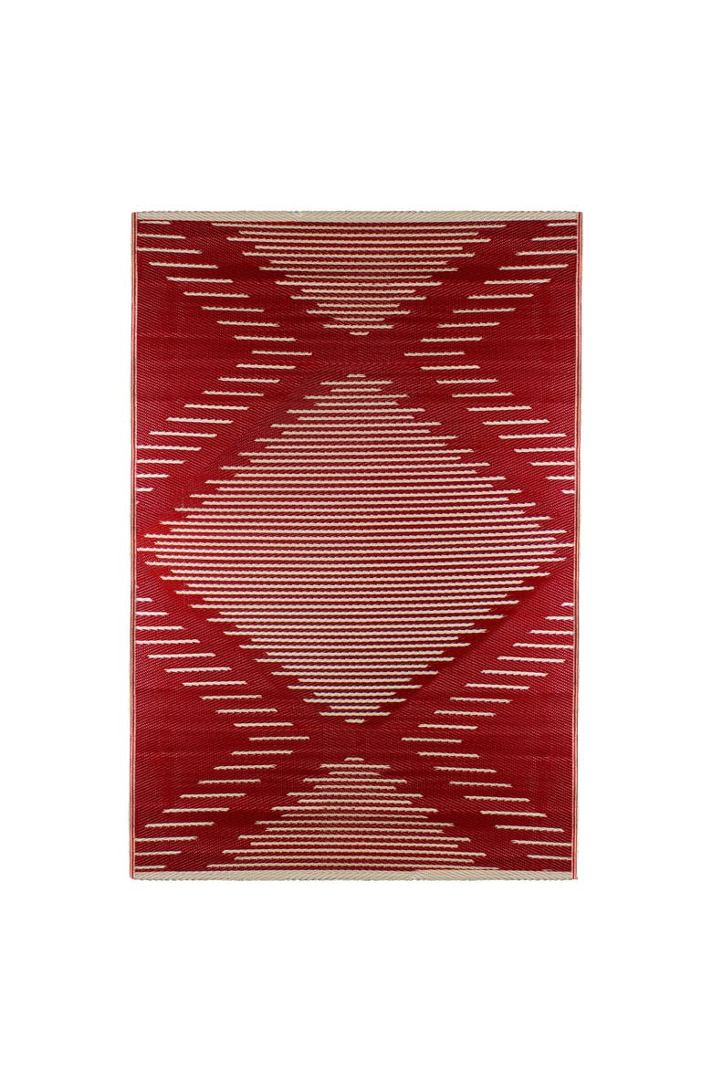 Northlight 4' x 6' Red and Beige Southwestern Pattern Rectangular Outdoor Area Rug, Main, color, 