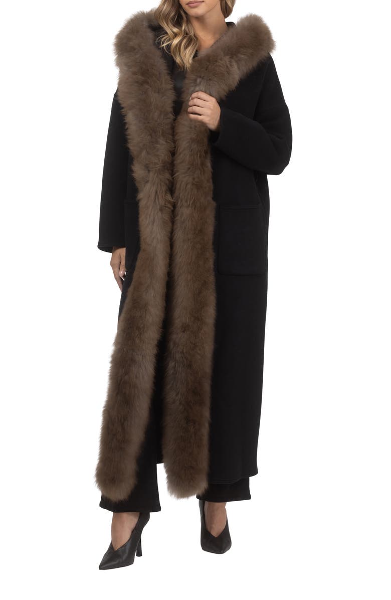 GORSKI Cashmere Parka with Genuine Shearling Trim, Alternate, color, Black/Brown/Black